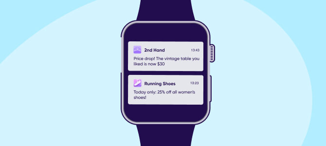 Wearable device push notifications